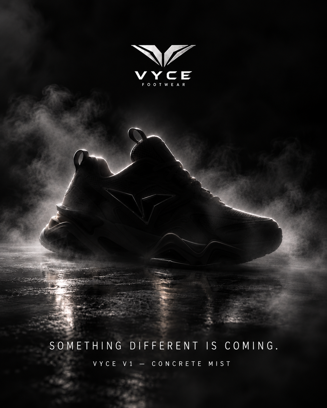 Black VYCE V1 Concrete Mist virtual sneaker in atmospheric mist